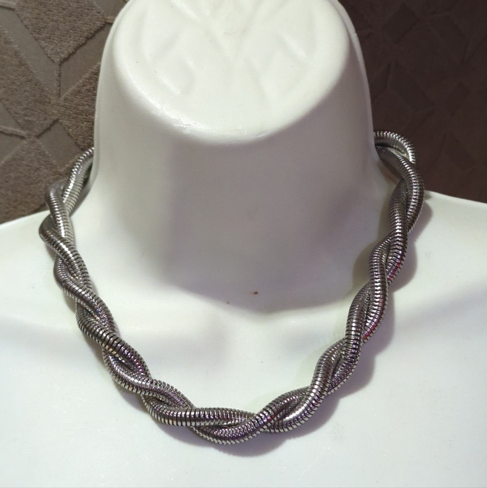 Vintage Silver Snake Chain Braided Choker Time & True 17"